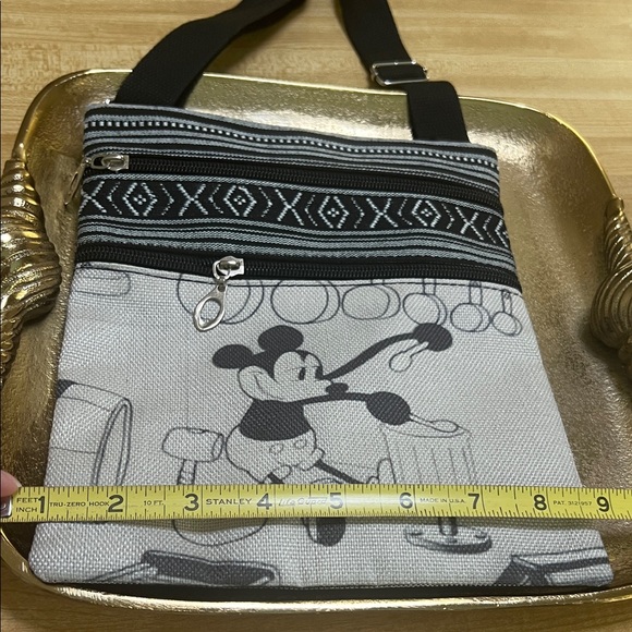 #1346=Mickey Mouse Black and Gray Crossbody Bag - Picture 3 of 7